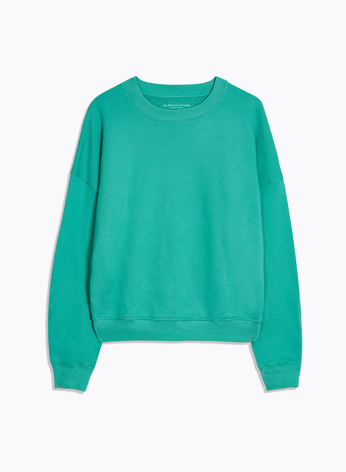 Sudadera verde de cuello redondo y manga larga en algodón orgánico - MAJESTIC FILATURES