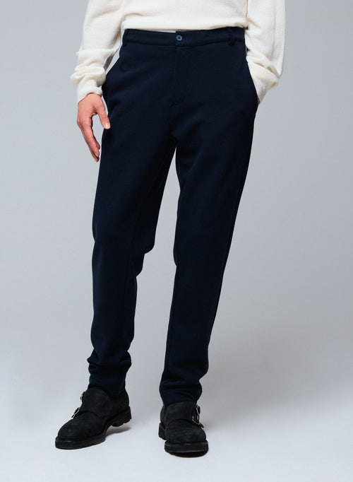 Navy trousers in Lyocell / Tencel / Organic cotton - MAJESTIC FILATURES