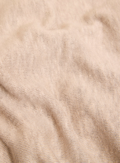 Camisa beige con cuello camisa de lino de manga corta - MAJESTIC FILATURES