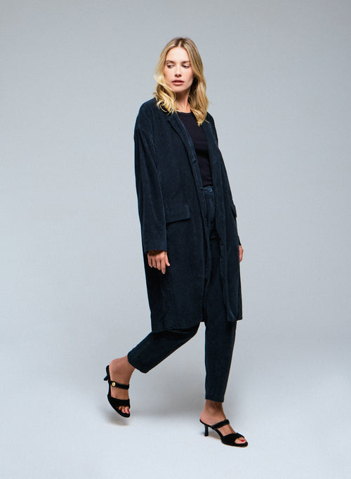 Manteau Gris Veste Manches Longues en Coton Organique / Polyester - MAJESTIC FILATURES