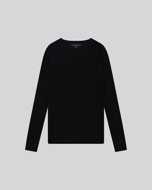Black Round Neck Short Sleeve Cashmere T-Shirt - MAJESTIC FILATURES