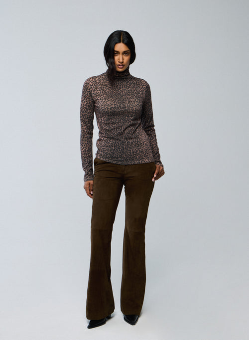 Pink Long Sleeve Turtleneck T-shirt in Organic Cotton / Cashmere - MAJESTIC FILATURES