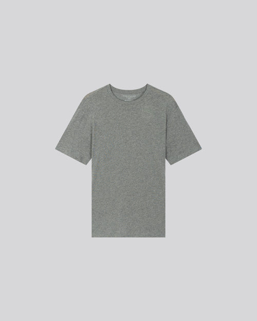 Graues Kurzarm-T-Shirt mit Rundhalsausschnitt aus Baumwolle / Kaschmir - MAJESTIC FILATURES