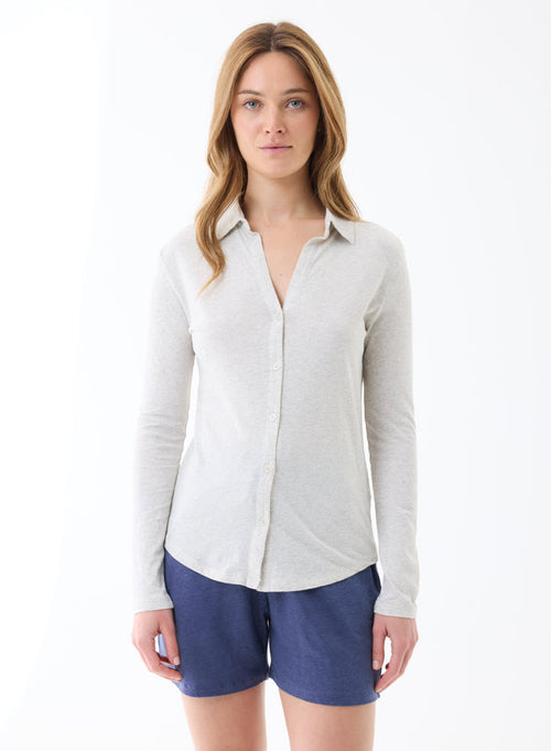 Chemise Brume chiné Manches Longues en Coton - MAJESTIC FILATURES
