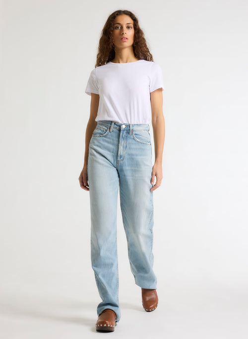 White Polly round neck T-shirt in Coton - MAJESTIC FILATURES