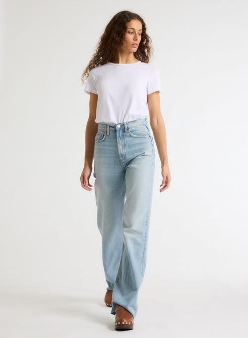 White Polly round neck T-shirt in Coton - MAJESTIC FILATURES