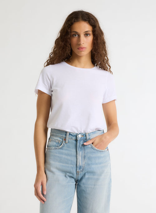 White Polly round neck T-shirt in Coton - MAJESTIC FILATURES