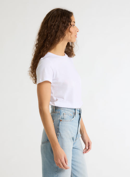 White Polly round neck T-shirt in Coton - MAJESTIC FILATURES