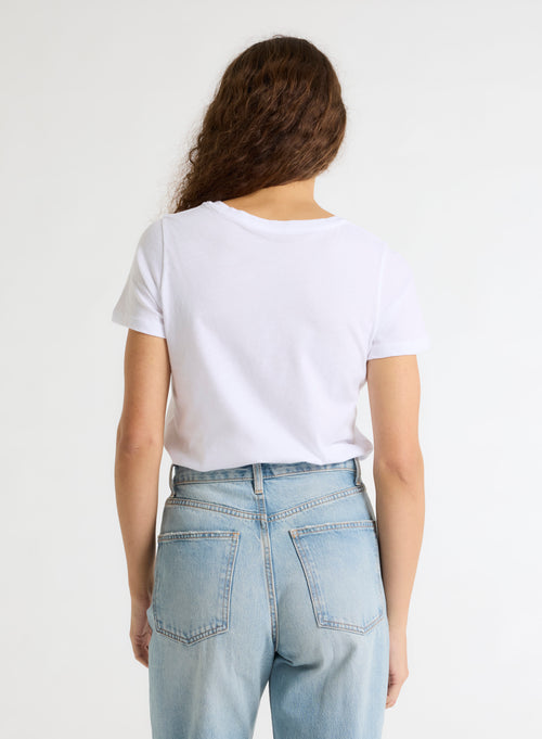 White Polly round neck T-shirt in Coton - MAJESTIC FILATURES