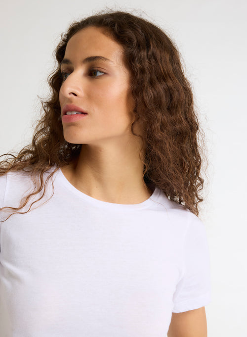 White Polly round neck T-shirt in Coton - MAJESTIC FILATURES