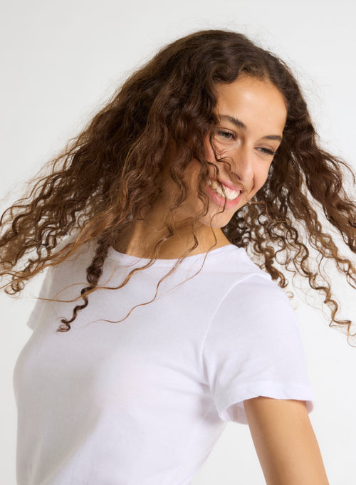 White Polly round neck T-shirt in Coton - MAJESTIC FILATURES