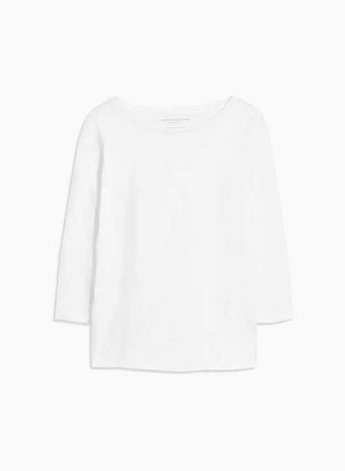 T-Shirt Weiß 3/4 Ärmel U-Boot-Ausschnitt aus Bio-Baumwolle - MAJESTIC FILATURES