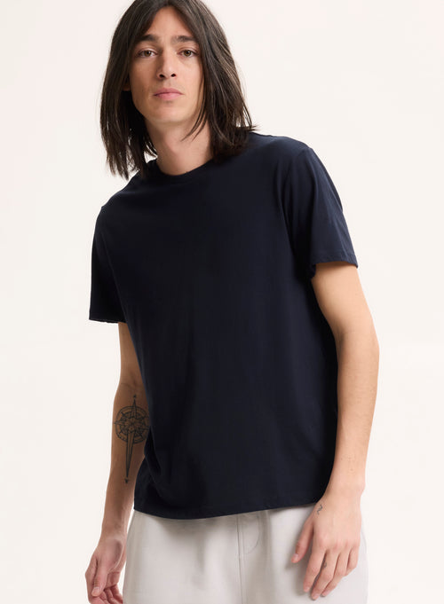 Patrice T-Shirt Rundhalsausschnitt kurze Ärmel aus Silk Touch Baumwolle - MAJESTIC FILATURES