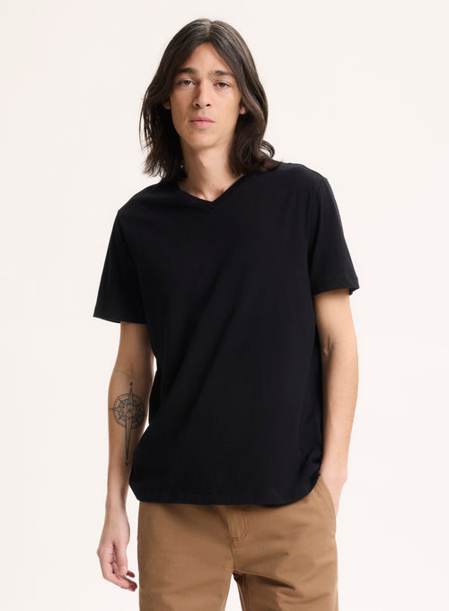 Paul Silk Touch Cotton short sleeve V-neck T-shirt - MAJESTIC FILATURES