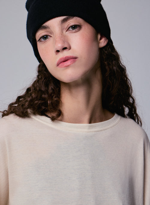 Grey Round Neck Long Sleeve Sweatshirt in Organic Cotton / Cashmere - MAJESTIC FILATURES