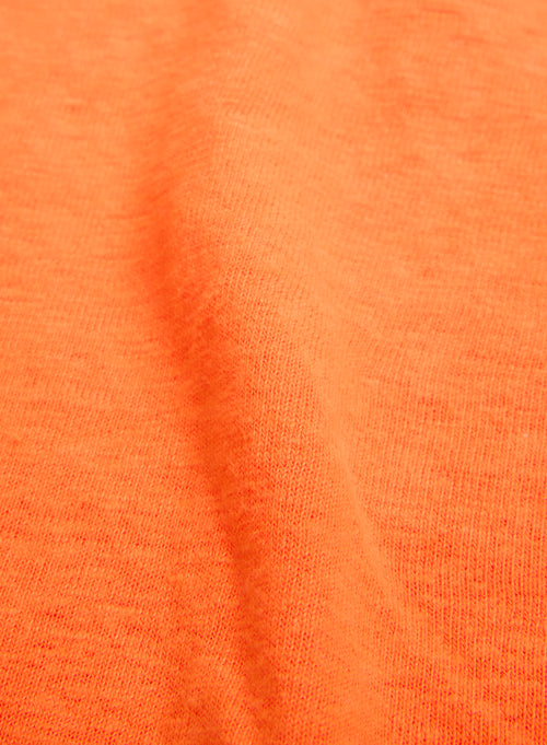 Orange V-Neck Short Sleeve Linen / Elastane T-Shirt - MAJESTIC FILATURES