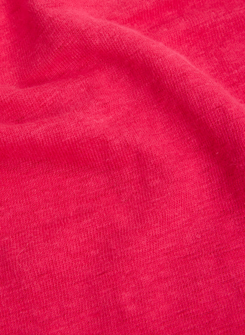 Pink V-Neck Short Sleeve Linen T-Shirt - MAJESTIC FILATURES