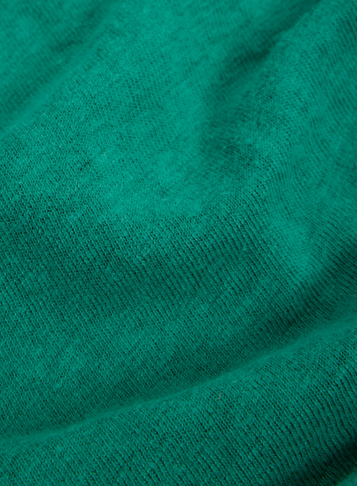 Grünes T-Shirt mit V-Ausschnitt Dreiviertelärmel aus Leinen / Elasthan - MAJESTIC FILATURES