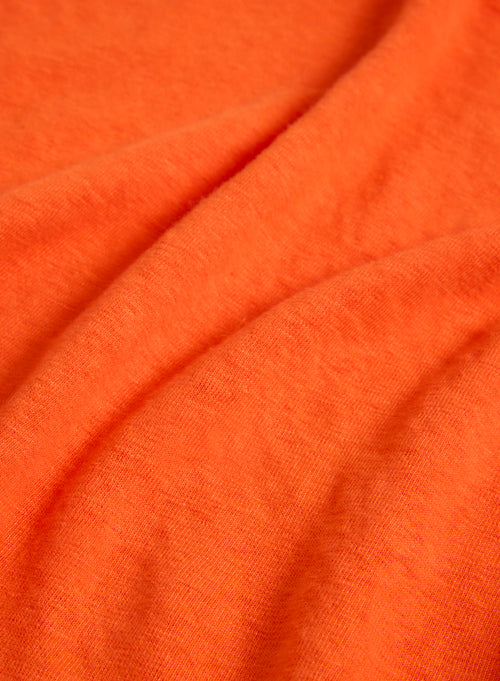 Orangefarbenes T-Shirt mit V-Ausschnitt und Dreiviertelärmeln aus Leinen / Elasthan - MAJESTIC FILATURES