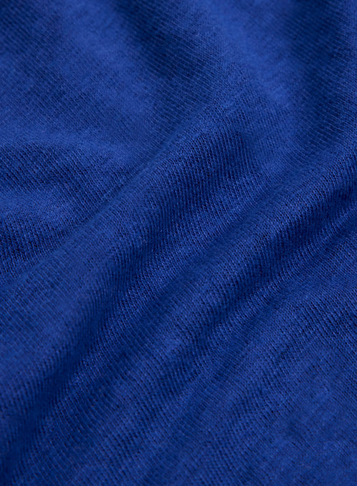 Blue T-shirt Polo Neck Short Sleeve Linen / Elastane - MAJESTIC FILATURES