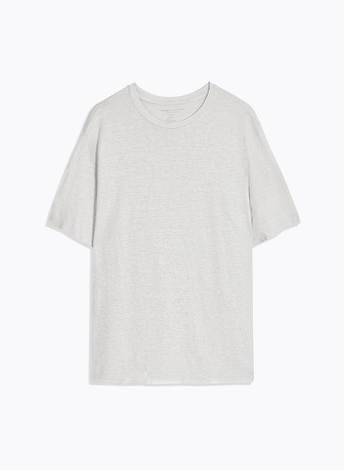 T-shirt Gris perle Col Rond Manches Courtes en Lin / Elasthanne - MAJESTIC FILATURES