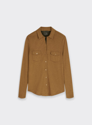 Chemise manches longues Beige en Coton Organique / Cachemire - MAJESTIC FILATURES