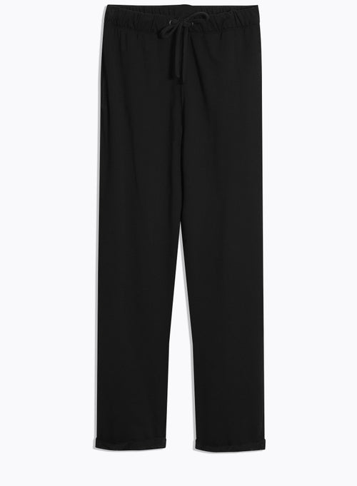 Black Daphne cuffed hem pants in Viscose / Elastane - MAJESTIC FILATURES