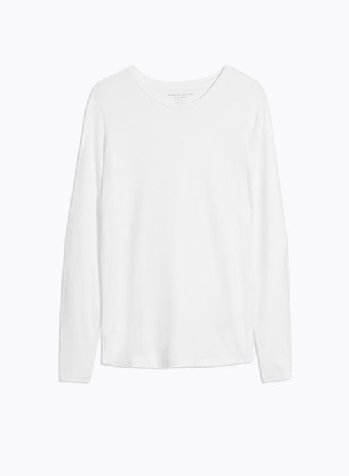 T-Shirt Weiß Ally Rundhalsausschnitt Langarm aus Viskose und Elasthan - MAJESTIC FILATURES