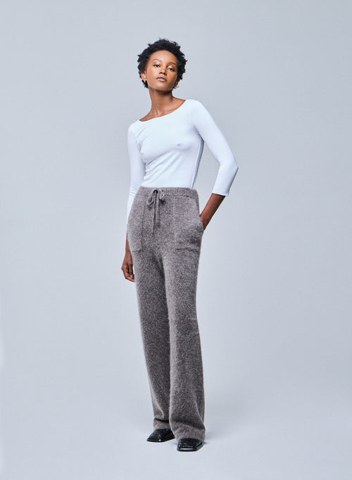 T-shirt Blanc Adèle Col Bateau en Viscose et Élasthanne - MAJESTIC FILATURES