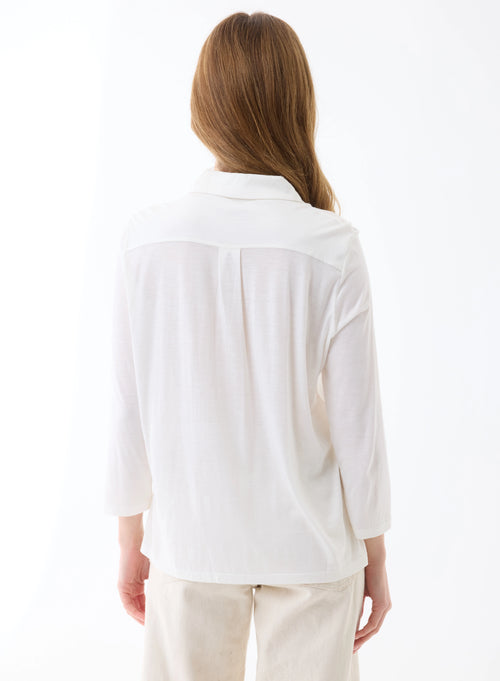 Tunisian Ivory 3/4 Sleeves Tunisian Collar - MAJESTIC FILATURES