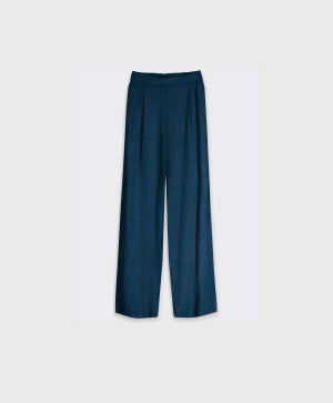 Blue viscose/elastane trousers - MAJESTIC FILATURES