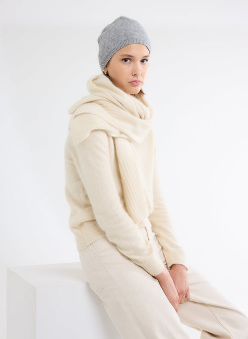 Beige Raccoon wool Beanie WOMEN|Majestic Filatures - MAJESTIC FILATURES