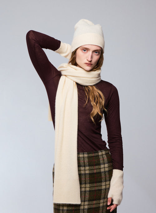 White Raccon wool / Polyamide scarf - MAJESTIC FILATURES