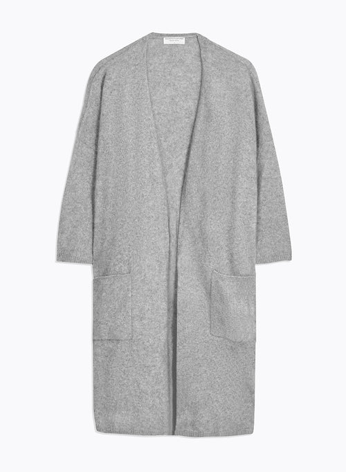 Long-sleeved grey cardigan - MAJESTIC FILATURES