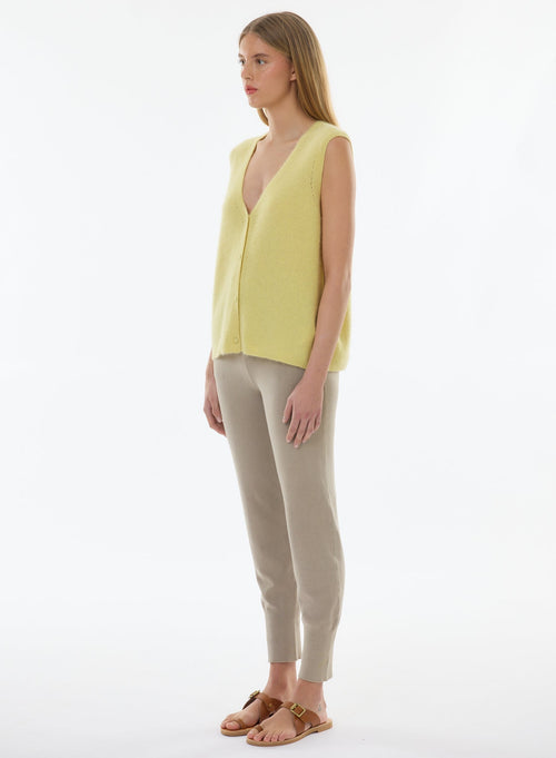 Gilet Jaune Col V Sans Manches - MAJESTIC FILATURES