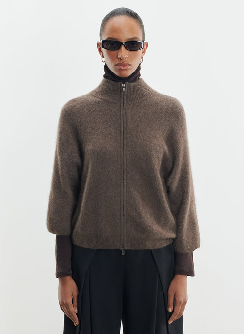 Cardigan in raccoon and polyamide - MAJESTIC FILATURES