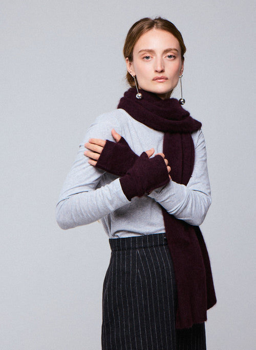 Purple mittens in Raccon wool / Polyamide - MAJESTIC FILATURES