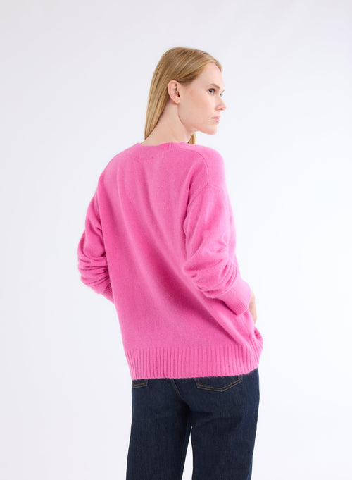 Pull Rose Col V Manches Longues - MAJESTIC FILATURES