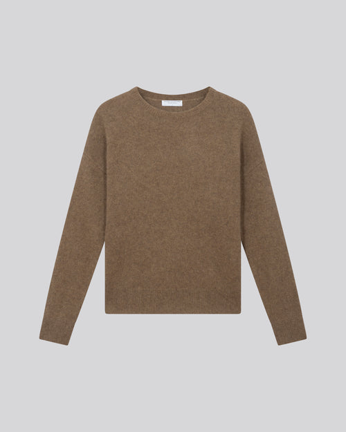 Beige Crew Neck Long Sleeve Sweater in Raccoon wool / Polyamide - MAJESTIC FILATURES
