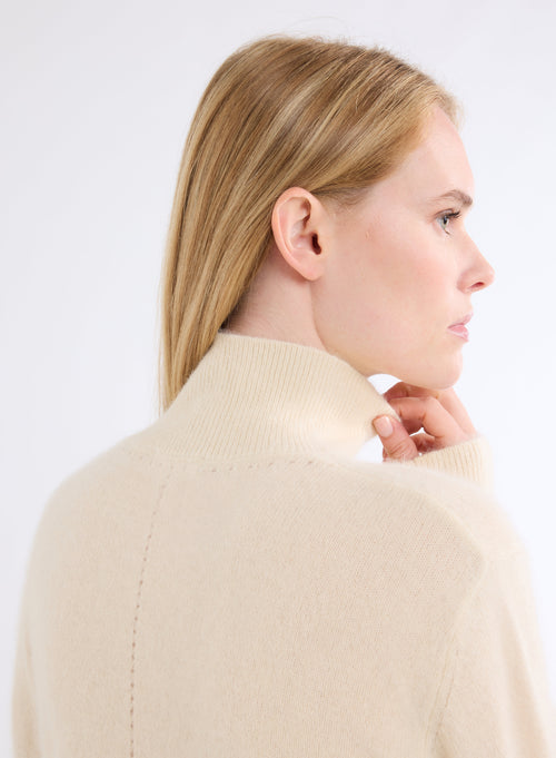 White High Neck Long Sleeve Sweater - MAJESTIC FILATURES