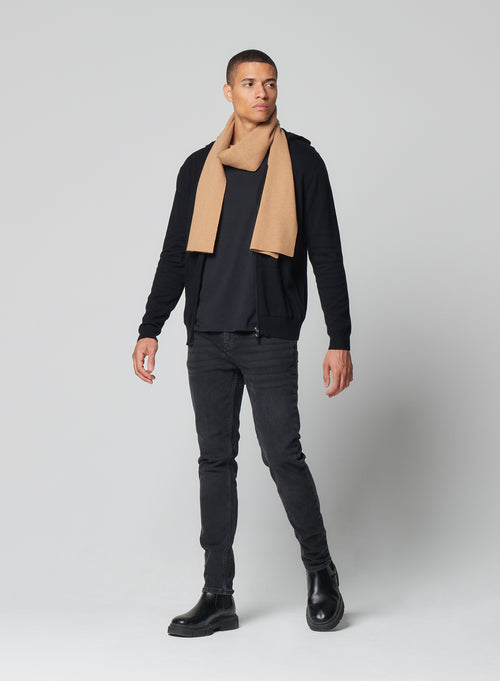 Echarpe Beige en Coton organique / Elasthanne / Cachemire - MAJESTIC FILATURES
