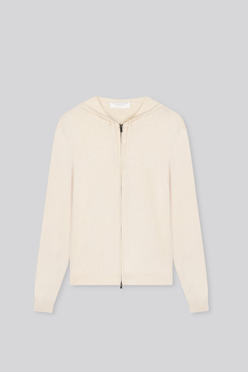 Beige Kapuzenjacke mit langen Ärmeln aus Bio-Baumwolle / Elasthan - MAJESTIC FILATURES