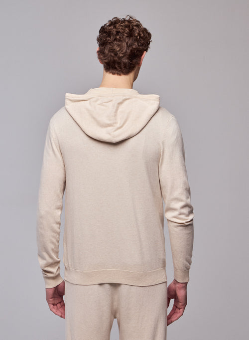 Beige Kapuzenjacke mit langen Ärmeln aus Bio-Baumwolle / Elasthan - MAJESTIC FILATURES