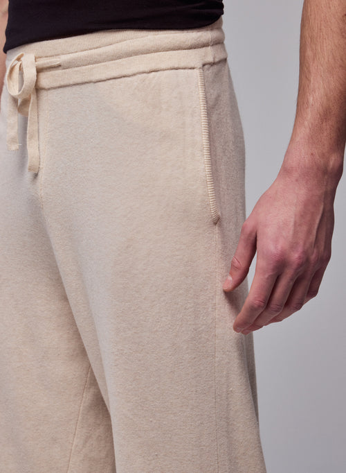Pantalones beige de algodón orgánico / elastano - MAJESTIC FILATURES