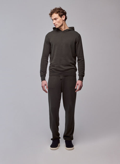 Jersey verde con capucha y manga larga de algodón orgánico / elastano - MAJESTIC FILATURES