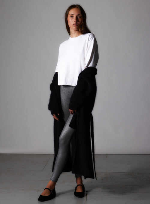 Schwarze Langarmweste aus Raccon Wolle / Polyamid mit Kragen - MAJESTIC FILATURES