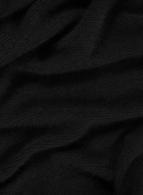 Schwarze Langarmweste aus Raccon Wolle / Polyamid mit Kragen - MAJESTIC FILATURES