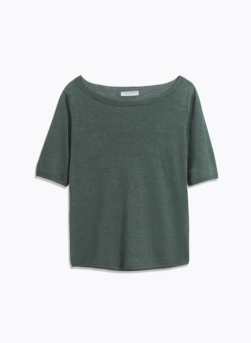 Pull Vert Manches Courtes Col Rond - MAJESTIC FILATURES