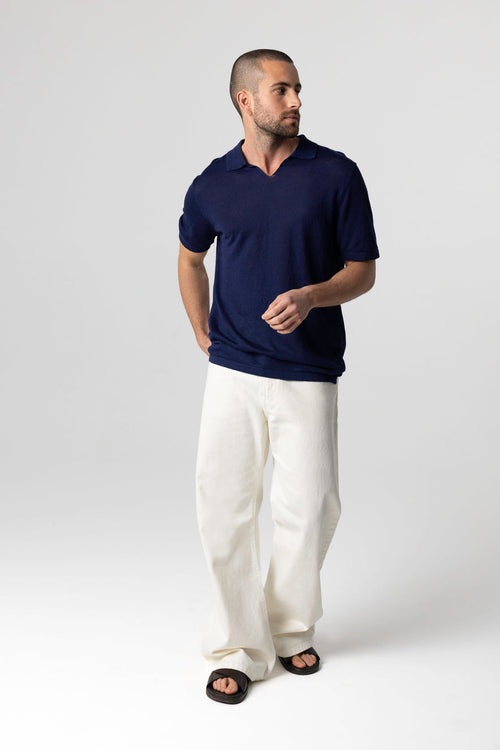 Polo Blue Moon Manches Courtes en Lin - MAJESTIC FILATURES