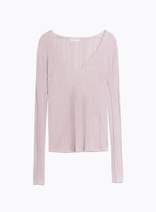 Pull Rose Manches Longues Col V - MAJESTIC FILATURES